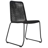 CHAIR ROPE WOVEN BLACK OUTDOOR    - CHAIRS, STOOLS